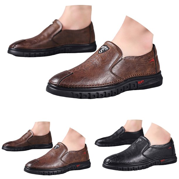 Sport Mens Brown Soft Leather Ankle Casual Shoes Slip On Size 44 Mens Leather Casual Shoes Slip On Lightweight Ankle Chukka  main image 4