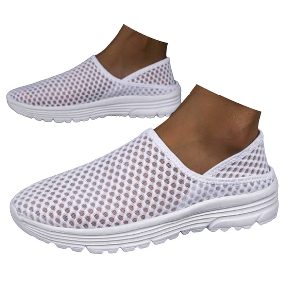 Modisza Mens Slip on Walking Shoes Breathable Mesh Flats Sneakers Lightweight Arch Support Running Tennis Shoes White 7