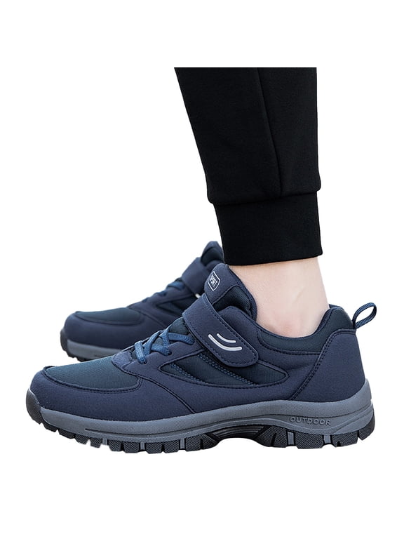 Mens Walking Shoes with Arch Support Hook and Loops Running Sneakers Outdoor Hiking Casual Shoe for Travel Work Sports Blue Size 11.5