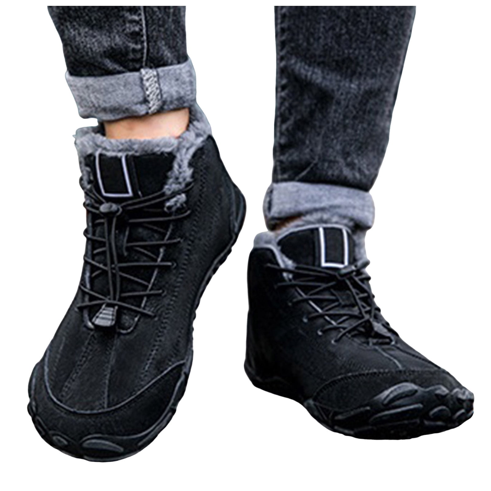 Modisza Mens Womens Barefoot Snow Boots Minimalist Zero Drop Winter Shoes Fleece Lined Ankle Sneakers for Hiking Walking Outdoor