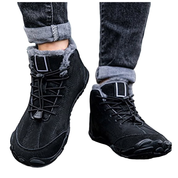 Modisza Mens Womens Barefoot Snow Boots Minimalist Zero Drop Winter Shoes Fleece Lined Ankle Sneakers for Hiking Walking Outdoor
