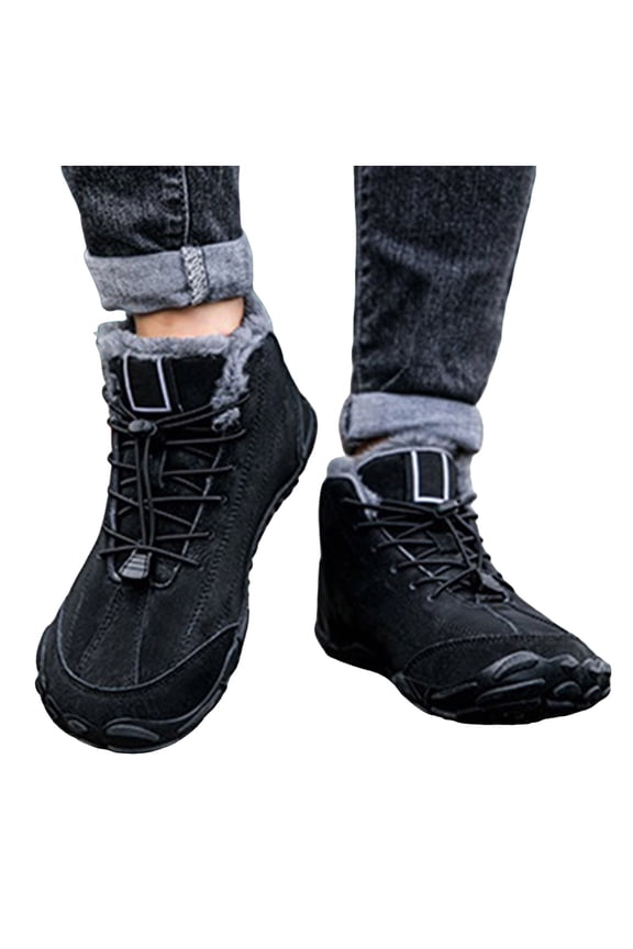 Mens Womens Barefoot Snow Boots Minimalist Zero Drop Winter Shoes Fleece Lined Ankle Sneakers for Hiking Walking Outdoor