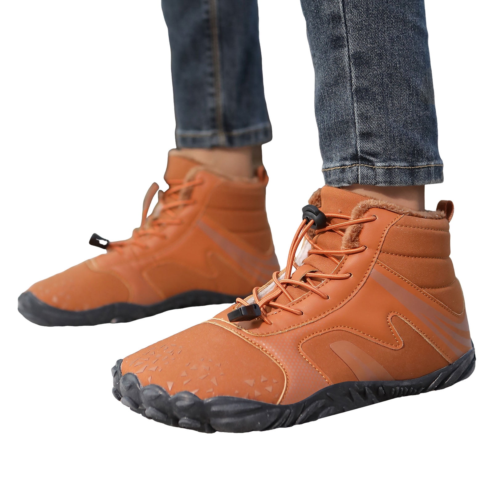 Modisza Mens Womens Barefoot Snow Boots Minimalist Zero Drop Winter Shoes Fleece Lined Ankle Sneakers for Hiking Walking Outdoor