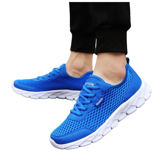 Modisza Mesh Running Shoes for Men Non Slip Summer Walking Sneakers College Daily Athletic Shoes Memory Foam Tennis Shoe Blue Size 10.5