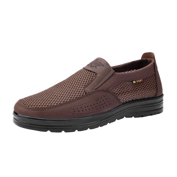 Modisza Mesh Walking Shoes for Men Low Top Breathable Work Sneakers Summer Outdoor Casual Running Shoe Slip on Casual Sneaker Coffee Size 9