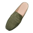 thumbnail image 1 of Modisza Mules for Women Square Closed Toe Slip on Flat Slides Comfortable Suede Backless Slides Loafers for Business Work Green 8, 1 of 6