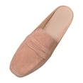 thumbnail image 1 of Modisza Mules for Women Square Closed Toe Slip on Flat Slides Comfortable Suede Backless Slides Loafers for Business Work Red 6.5, 1 of 6