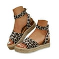 thumbnail image 1 of Modisza Open Toe Platform Wedge Sandals Buckles Ankle Strap Dressy Shoes Espadrilles Flatform Arch Support Walking Slides Brown 9.5, 1 of 6