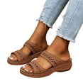 thumbnail image 1 of Modisza Orthopedic Wedge Sandals for Women 2026 Summer Comfortable Rubber Sole Platform Slip on Wide Width Beach Slippers Brown 7.5, 1 of 6