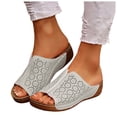 thumbnail image 1 of Modisza Orthopedic Wedge Sandals for Women Flower Cutout Wide Width Slip on Wedges Slides Ladies Casual Summer Slippers size 6 White, 1 of 7
