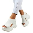 thumbnail image 1 of Modisza Orthopedic Wedge Sandals for Women Summer Open Toe Ankle Strap Soft Foam Platform Slip on Slides Wide Width Travel Shoes White 7, 1 of 6