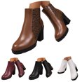 thumbnail image 1 of Modisza Platform Leather Ankle Boots for Women Back Zip Non Slip High Block Heel Booties Ladies Party Work Dressy Boot Black 6, 1 of 7