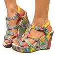 thumbnail image 1 of Modisza Platform Wedge Sandals Open Toe Slingback Dress Shoes High Wedges Party Slides Colorful Summer Vacation Sandal Pink size 6.5, 1 of 7