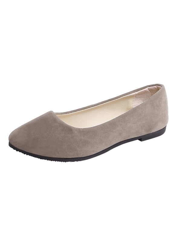 Women Pointed Toe Falt Shoes with Arch Support Suede Comfortable Spring Slio on Walking Sandals Ladies Work Loafers Size 7.5 Brown