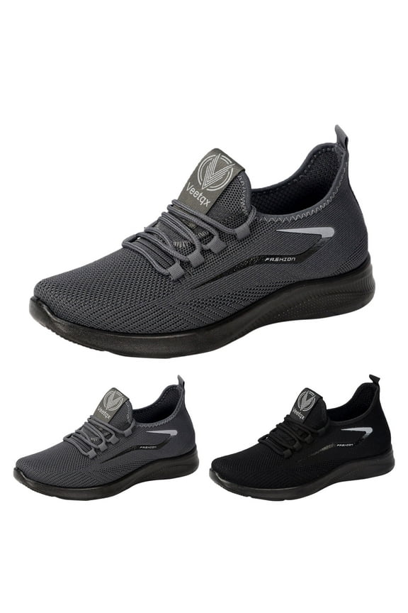 Running Shoes for Men Women Sneakers with Arch Support Breathable Slip on Sports Shoe for College Outdoor Sports Size 8 Black