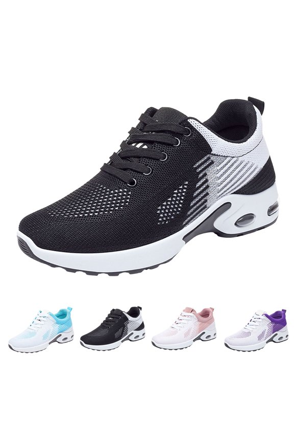 Running Shoes for Women Arch Support Memory Foam Walking Shoe Orthopedic Plantar Fasciitis Workout Sneakers Black 7.5