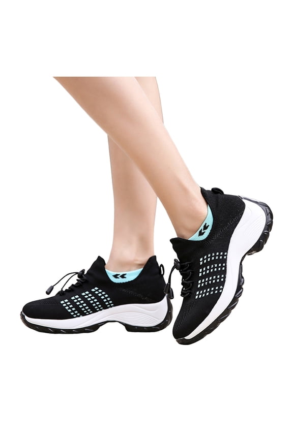 Running Sneakers for Women Non Slip Outdoor Walking Shoes with Arch Support Ladies Platform Hiking Athletic Sneaker Blue Size 9