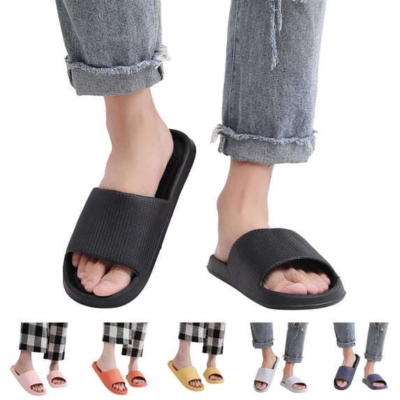 Modisza Shower Shoes for Women and Men Quick Drying Non Slip Bathroom Slippers Pool Summer Beach Slip on Sandals for Indoor Black 9