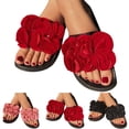 thumbnail image 1 of Modisza Slide Sandals for Women Dressy Summer Flower Slip on Arch Support Shoes Non Slip Indoor Outdoor Platform Beach Slippers Black 6.5, 1 of 6