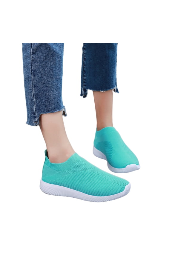 Slip on Walking Shoes for Women Men Mesh Breathable Outdoor Hiking Sneakers Arch Support Gym Athletic Shoe Green Size 9