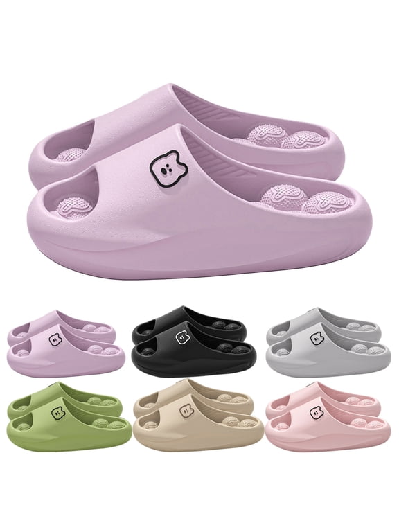 Slippers for Women Men Bubble Shower Shoes Non Slip Quick Drying Pool Slides Cloud Comfortable Massage Sandals Black 8