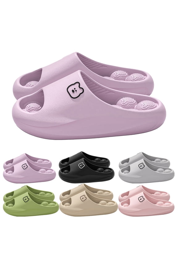 Slippers for Women Men Bubble Shower Shoes Non Slip Quick Drying Pool Slides Cloud Comfortable Massage Sandals Black 8