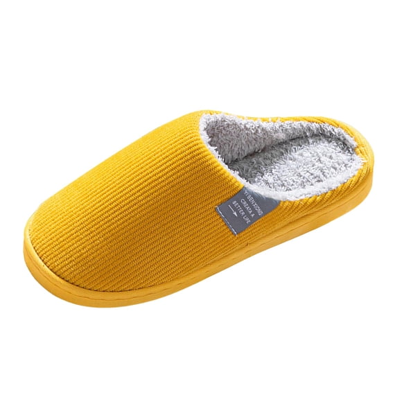 Modisza Slippers for Women Warm Memory Foam Slides Comfortable Home Slippers Fleece Lined Winter Slip on Indoor Shoes Yellow Size 9