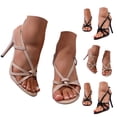 thumbnail image 1 of Modisza Strappy Heels for Women Open Toe Ankle Strap Summer Stiletto Lace Up High Heeled Sandals for Party Prom for Travel Size 6 Beige, 1 of 7