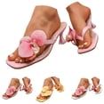 thumbnail image 1 of Modisza Summer Low Heel Sandals for Women 3D Flower Square Open Toe Slides Dressy Summer Beach Flip Flops Vacation Heels 2026 Size 6 Red, 1 of 8