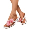 thumbnail image 1 of Modisza Summer Low Heel Sandals for Women 3D Flower Square Open Toe Slides Dressy Summer Beach Flip Flops Vacation Heels 2026 Size 9.5 White, 1 of 8