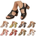 thumbnail image 1 of Modisza Summer Sandals for Women Low Block Heel Slip on Dressy Strappy Wedge Slides Open Toe Platform Casual Walking Slippers Green 5.5, 1 of 4
