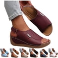 thumbnail image 1 of Modisza Summer Wedge Sandals for Women Ankle Strap Orthopedic Arch Support Shoes Comfortable Walking Rubber Sole Slides Size 6 Black, 1 of 6