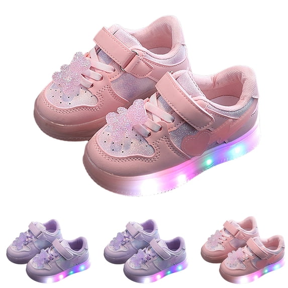 Modisza Toddler Kids Walking Shoes Light Up Outdoor Running Shoe Girls Hook and Loops Casual Sneakers for Outdoor Pink Size 6.5