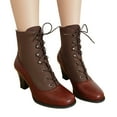 thumbnail image 1 of Modisza Victorian Boots for Women Granny Boots Ankle Boots 70s Lace Up Booties Low Heel with Zipper Ladies Retro Leather Boot, 1 of 8