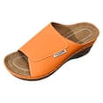 thumbnail image 1 of Modisza Wedge Sandals for Women Open Toe Slip on Walking Slides Wide Width Outdoor Wedges Shoes Summer Beach Platform Slipper Size 6 Orange, 1 of 7