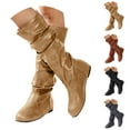 thumbnail image 1 of Modisza Wide Calf Slouch Boots Womens Low Hidden Wedge Knee High Boot Pull on Fall Weather Winter Riding Shoes Black 6, 1 of 8