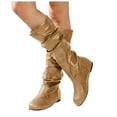 thumbnail image 1 of Modisza Wide Calf Slouch Boots Womens Low Hidden Wedge Knee High Boot Pull on Fall Weather Winter Riding Shoes Khaki 7, 1 of 8