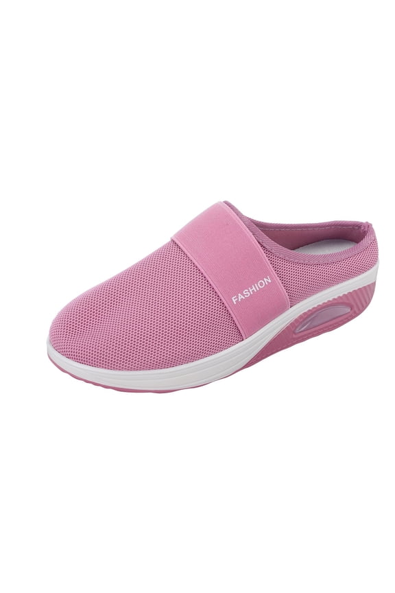 Women Air Cushion Slip on Walking Shoes Orthopedic Breathable Slippers with Arch Support Comfortable Memory Foam Slides Pink Size 7