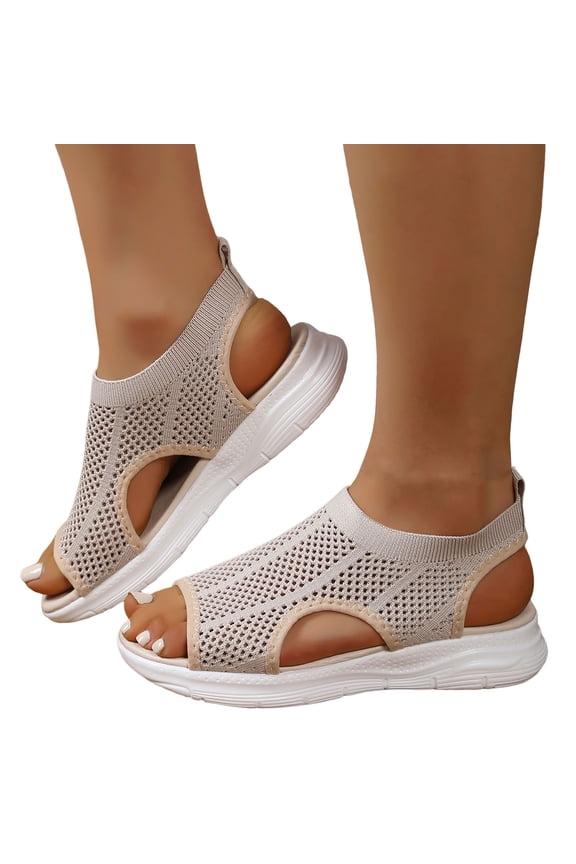 Women Arch Support Walking Sandals Comfortable Plantar Fasciitis Non Slip Mesh Slide Shoes Summer Open Toe Sport Sandal Brown 7.5