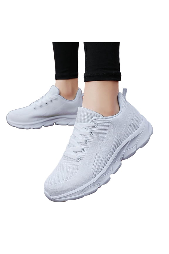 Women Classic Walking Sneakers Memory Foam Casual Tennis Shoes Shchool Comfortable Running Trainers Sports Sneaker Size 8 White