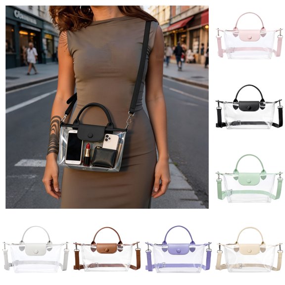 Modisza Women Clear Bag for Stadium Approved Crossbody Purse Handbags Concerts Sports Events Shoulder Bags Water Proof Phone Pack Black