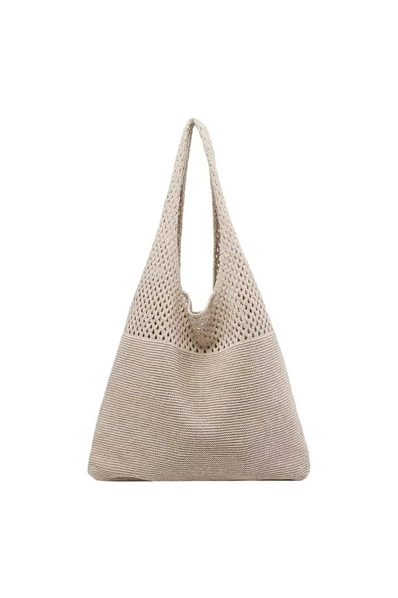 Women Crochet Tote Bag Mesh Beach Shoulder Handbag Ladies Knit Summer Vacation Casual Purse