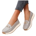 thumbnail image 1 of Modisza Women Leather Loafers Comfortable Slip on Business Work Flat Shoes Ladies Casual Driving Loafer for Travel Grey Size 8.5, 1 of 5