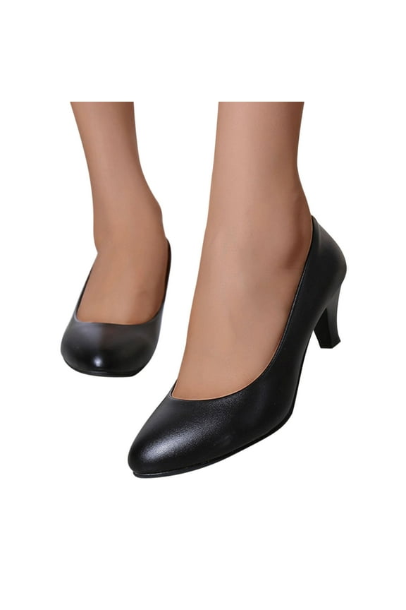 Women Low Heels Pumps Summer Closed Pointed Toe Walking Dress Shoes Arch Support Mid Heel Work Trendy Slip on Sandals Gray 8.5