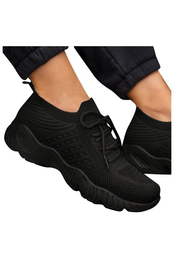 Women Slip on Walking Shoes Casual Breathable Running Shoe Unisex Comfortable Orthopedic Outdoor Sports Sneakers Black 8.5