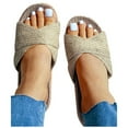 thumbnail image 1 of Modisza Women and Men Flat Sandals Unisex Home Crochet Slippers Open Toe Summer Beach Walking Slide Shoes with Arch Support Brown 8.5, 1 of 6