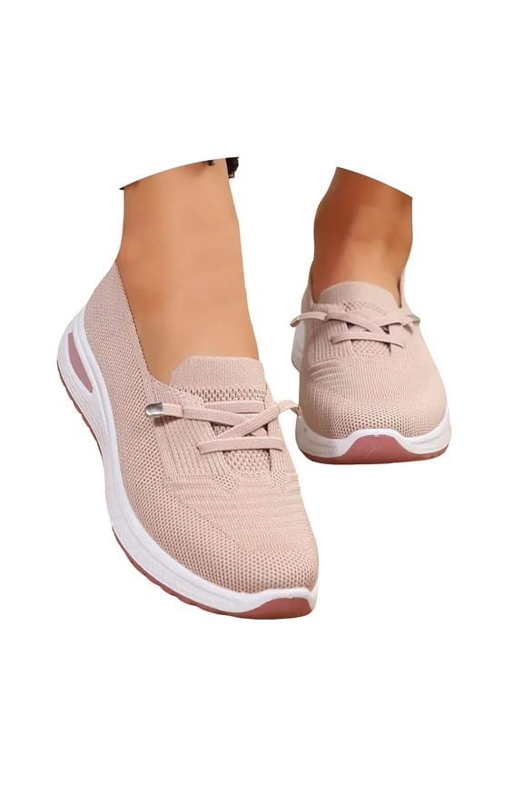 Women and Mens Mesh Flats Shoes Breathable Arch Support Walking Slide Shoes Ladies Comfortable Foam Running Sneakers Pink 8