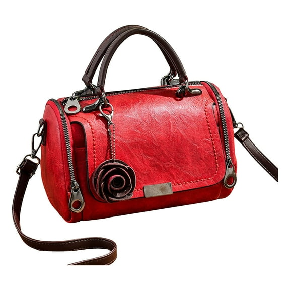 Modisza Women's Barrel Bag Vintage Leather Top Handle Satchel Travel Casual Handbag Shoulder Purse