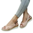 thumbnail image 1 of Modisza Women's Espadrille Sandals Low Wedge Buckles Slingback Slip on Summer Shoes Open Toe Casual Arch Support Slides Pink 6.5, 1 of 7