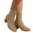 thumbnail image 1 of Modisza Women's Fashion Ankle Boots Glitter Sparkly Mid Calf Booties Ladies Outdoor Comfortable Low Heel Party Dressy Boot, 1 of 7